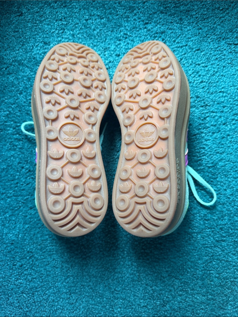 adidas kids Gazelle Bold Sneakers in Mint Green with Pink Stripes - Picture 4 of 6